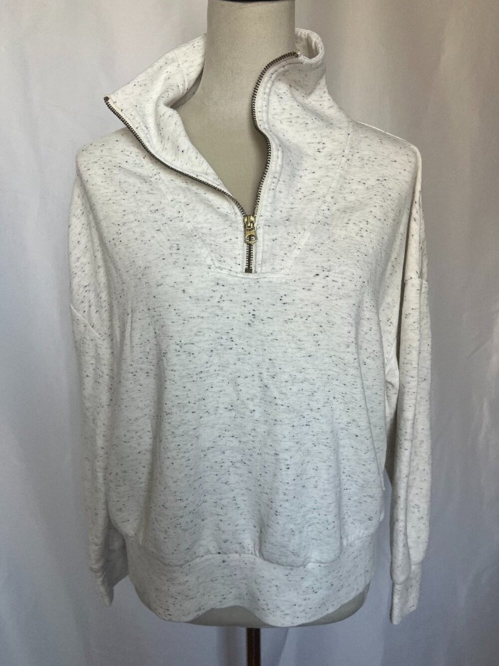 Varley Hawley Half Zip Sweatshirt NWOT DoubleSoft Ivory Marl